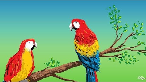 How to Draw - in computer|Macaw Birds | microsoft paint tutorial | ms paint | computer drawing