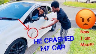 He crashed my car on our first vlog video Now I am mad