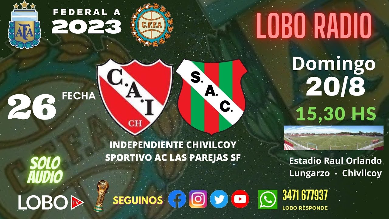 ◉ Sp. Las Parejas vs. At. Independiente (Chivilcoy) en vivo