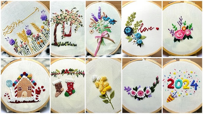 Hand Embroidery Hoop Art with Free Pattern ❤️ Embroidery by Gossamer/  Rosette Stitch 🌸 