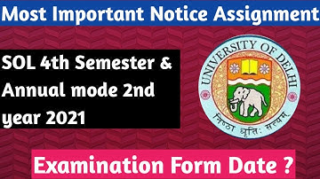Most Important Notice || SOL 4th semester & Annual mode 2nd year 2021 || Assignment