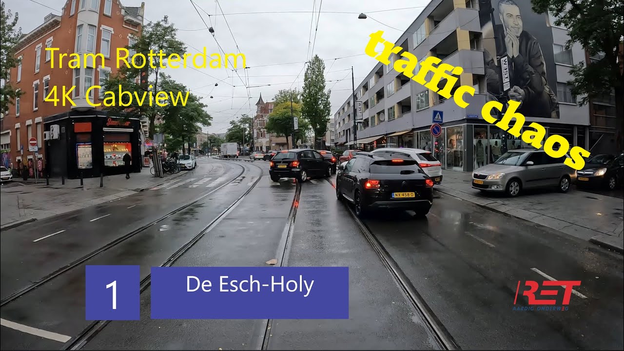 4K Cabview| Tram Rotterdam| Line 1: De Esch-Holy vv| Traffic Chaos| Delays | Part One