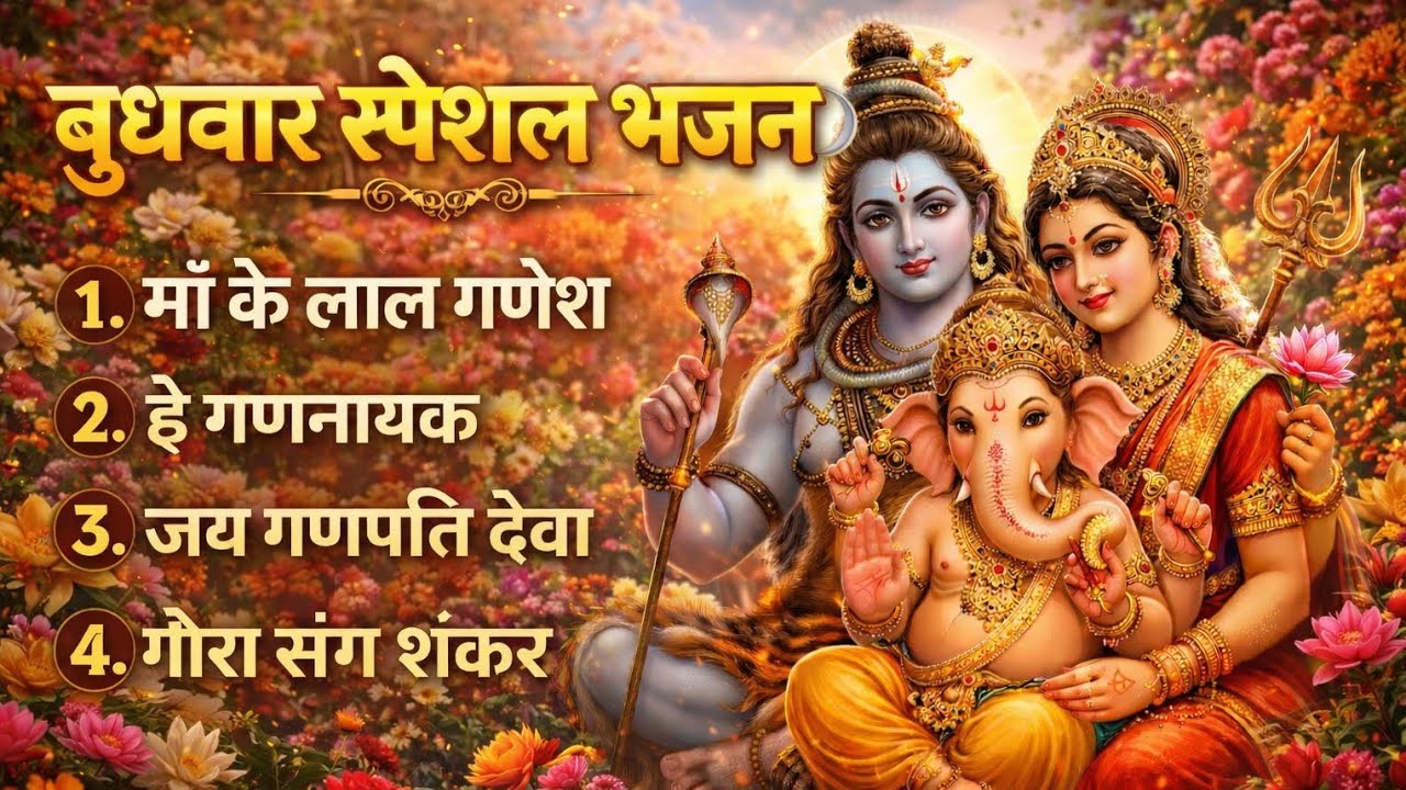 बुधवार स्पेशल गणेश भजन 🙏 माँ के लाल गणेश | हे गणनायक | जय गणपति देवा | गौरा संग शंकर