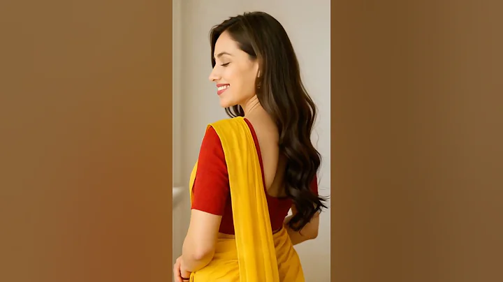 🟡 Traditional Saree Look | Yellow Saree with Red Blouse 🔴#saree #viral #beautifulgirl