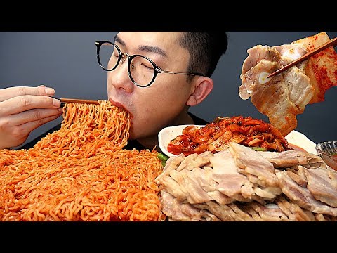 MUKBANG 낭만보쌈(Bossam)과 진짜쫄면(Spicy <strong>Cold</strong> Noodles)조합 먹방 ASMR <strong>REAL</strong> EATING SHOW