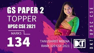 UPSC CSE | Top Scorer | Strategy For General Studies Paper 2 | By Tanushree Meena, Rank 120 CSE 2021