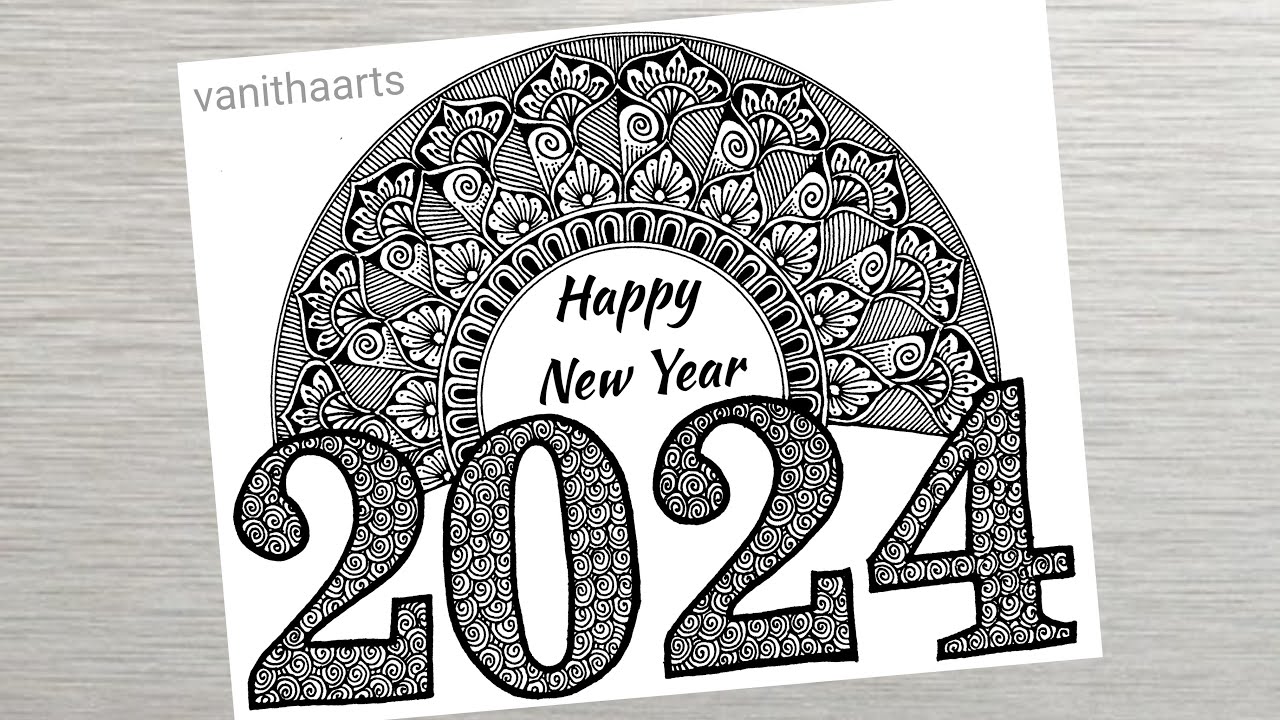 Happy New Year 2024 Mandala Art How to draw mandala for beginners