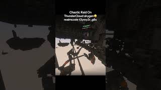 crazy minecraft raid on this minecraft bedrock skygen realm #minecraft