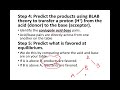 Bronsted and Lowry Predicting Acid and Base reactions.