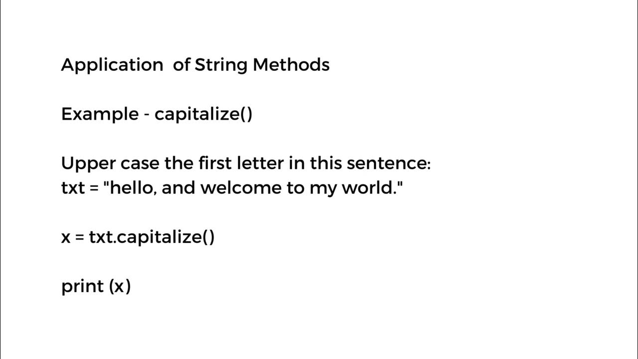 Application of String Methods || capitalize() , casefold() , center ...