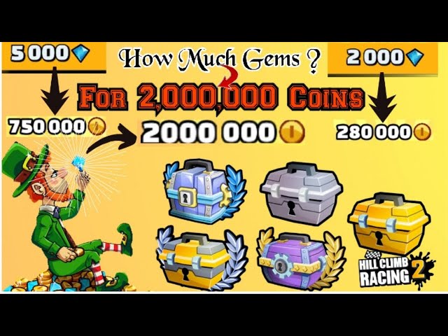 Hill Climb Racing 2 - Best Way To Spend Gems!! 2,000,000Coins!! 0 to 50000  Open All Chest!! 