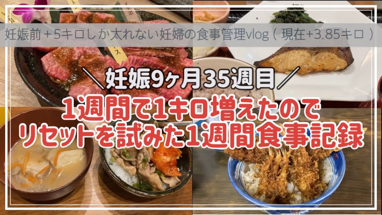 【妊婦の体重管理vlog13】1週間でまさかの1キロ増えたのでリセットを試みた（概ね成功）｜妊娠9ヶ月（35週目）＋5キロまでしか増やせない妊婦の食事記録とリアルな生活