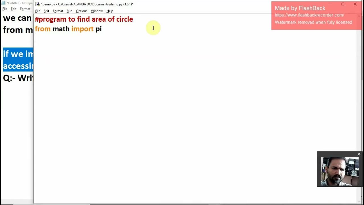 math module || Python program to find area of circle #math - YouTube