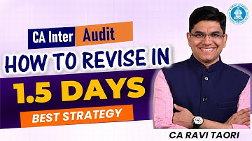 Best 1.5 Day Strategy & Resources | All at One Place | CA Inter Audit | CA Ravi Taori | Vsmart