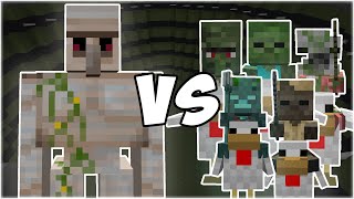 Iron Golem vs Chicken Jockey Army (Zombies, Husk, Drowned) - Minecraft Mob Battle