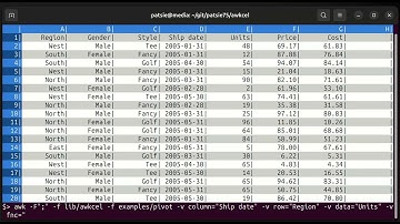 Awkcel, spreadsheet app in AWK