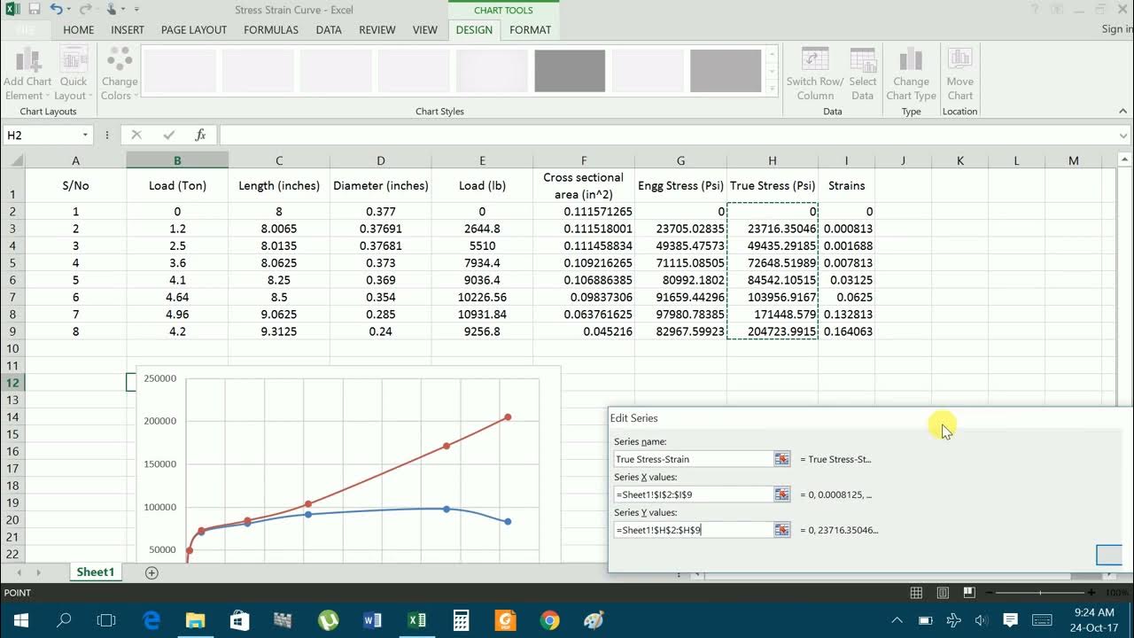 How To Plot Stress Vs Strain In Excel Stress Strain curve in Excel - YouTube