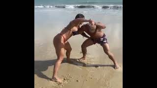 Beach Wrestling in Bikini #shorts #wrestling #bikini #beach