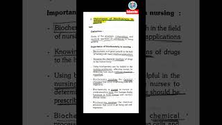 importance of biochemistry in nursing || nursing notes || biochemistry