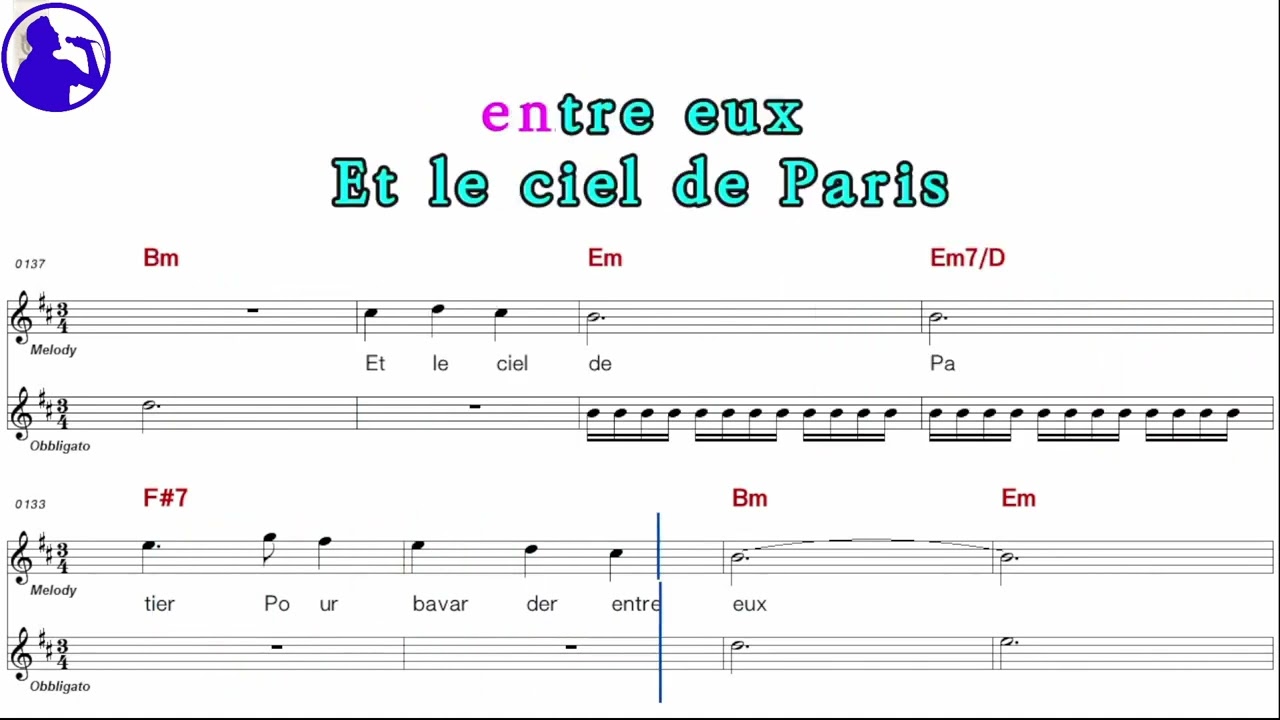 Edith Pief-Sous Le ciel de Paris karaoke sheet music,MR for players,chord,chorus,Lyrics(Ye karaoke)