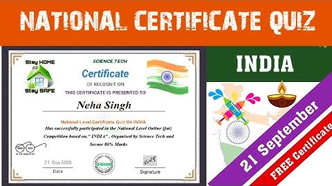 National Level Certificate Quiz on INDIA l Online Certificate Quiz l India Quiz with Certificate