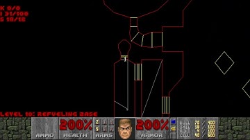 Doom II level 10, Refueling Base: Secrets - Automap view