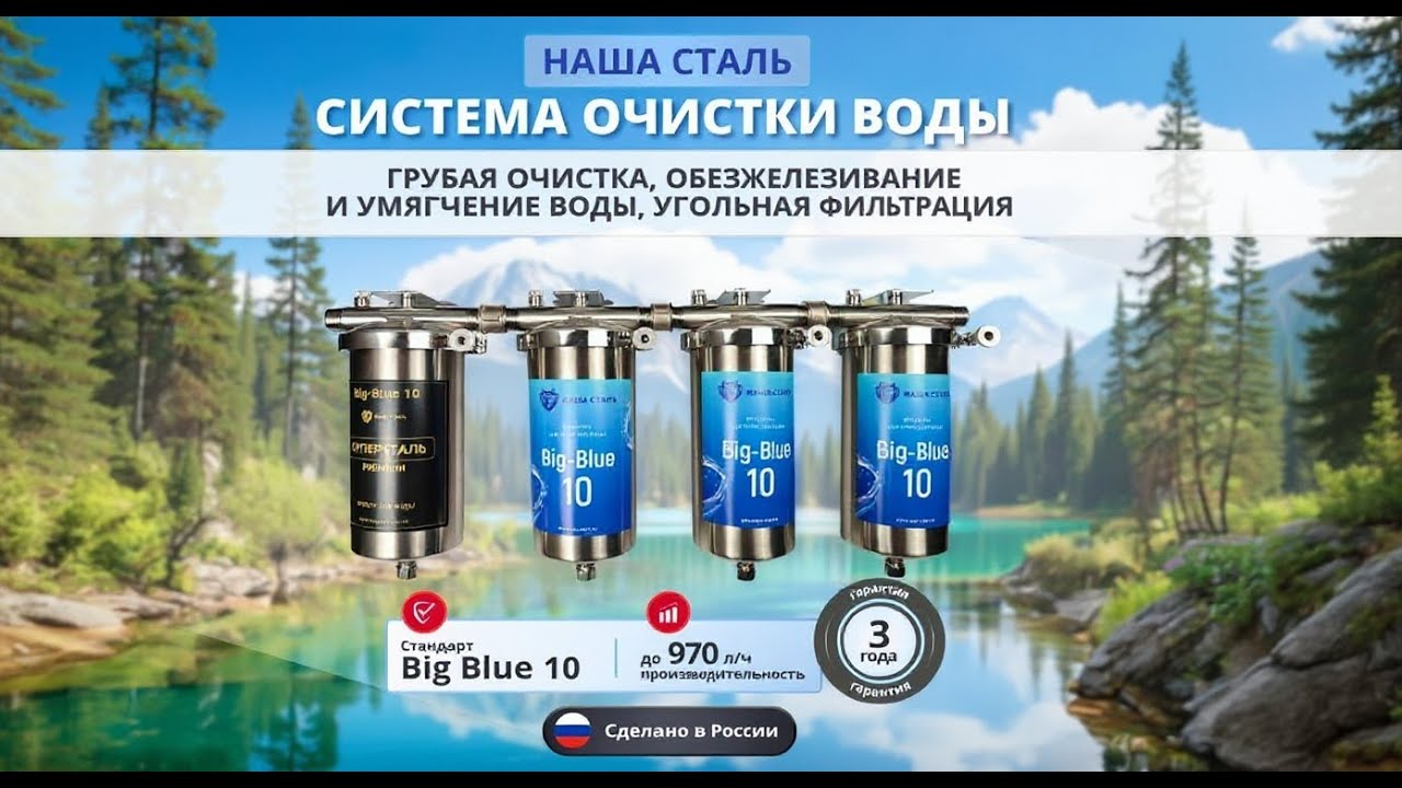 Фильтруем воду от примесей, железа, накипи и запахов. Стальные фильтры BIG BLUE Суперсталь