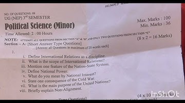 BG 3RD SEMESTER PREVIOUS YEAR QUESTION PAPER POLITICAL SCIENCE MAJOR MINOR