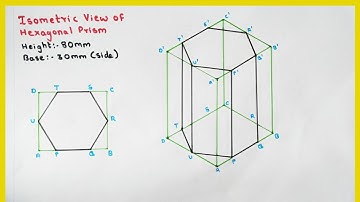 How to draw isometric view of hexagonal prism, hexagonal prism drawing
