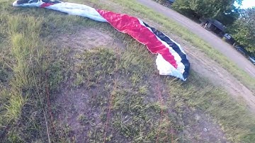 Very brief test flight of a new (to me) paramotor wing. Dudek Universal.
