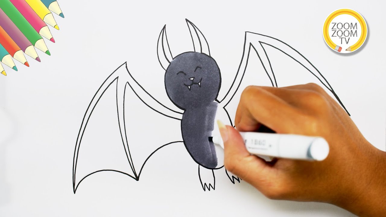 Hướng Dẫn Cách Vẽ Con Dơi - How To Draw A Bat | Zoom Zoom Tv - Youtube