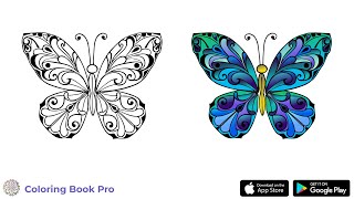 Flat Butterfly Coloring Page with Wings of Blue Flat Butterfly Coloring Page with Wings of Blue