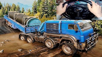 Transporting a large pipe in Forest - 4K -  PXN V900 | Snow Runner gameplay