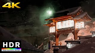【4K HDR】Zao Onsen Night Walk  Japan 2021