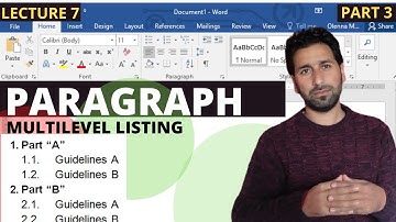 MS Word Paragraph Options|Multilevel list in MS Word|Multilevel listing