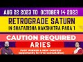 August 22 2023 to October 14 2023 Retrograde Transit of Saturn in Shatabisha Nakshatra Pada 1