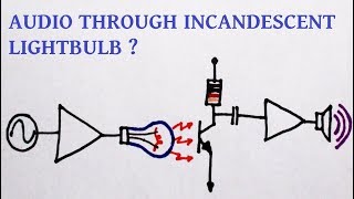 Audio signal from incandescent bulb into phototransistor receiver