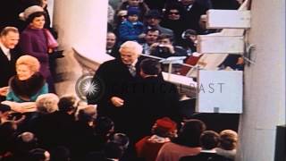 Chief Justice Warren Burger swears in President Richard Nixon during inaugural ce...HD Stock Footage