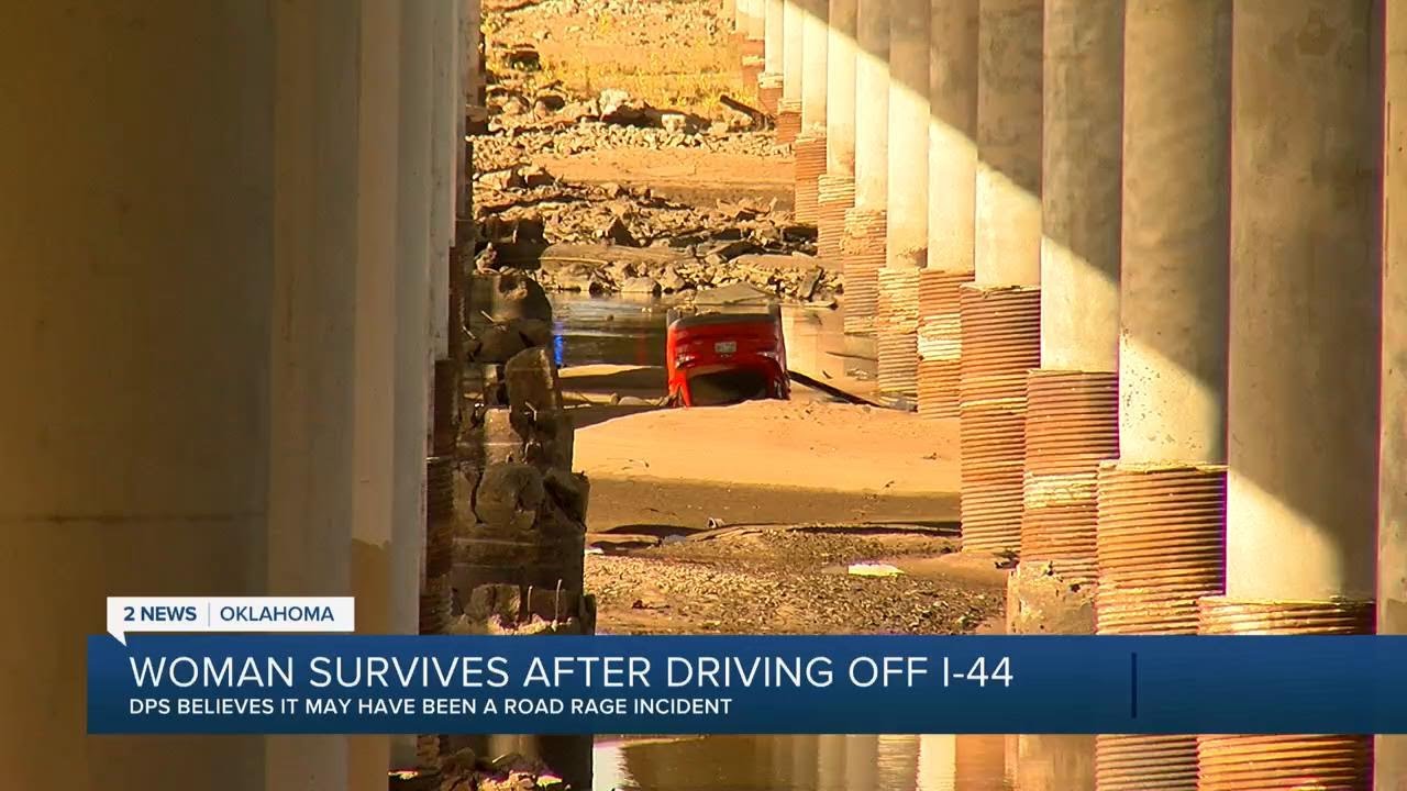 Woman Survives after driving off I-44 - YouTube