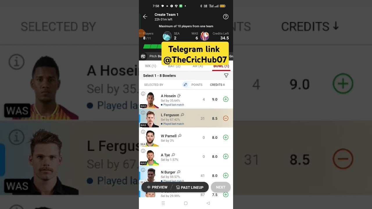 SEA vs WAS Dream11 Prediction | USA T20 Cricket League 2024 | Dream11 Team Today
