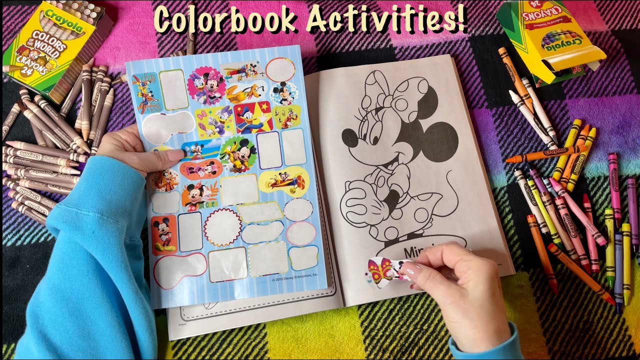 ASMR Coloring book activities (No talking only) Page turning, occasional crayon rummage & stickers