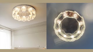 Aeyee Round Flush Mount Ceiling Light Modern LED Glass Ceiling Light Fixture, Dimmable Chandelier