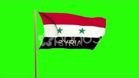 Syria Flag With Title Waving In The Wind. Looping Sun Rises Style. Animation