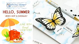 Interactive Slimline Card + Whimsy Stamps Hello, Summer Hop + Giveaway