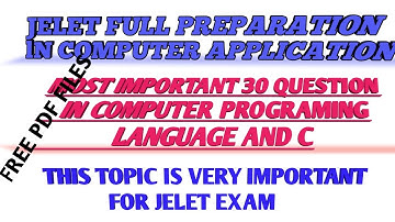 Most important question in programming language and c, this is the most important for jelet exam