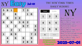 The New York Times Daily Sudoku 2025-07-01 Easy