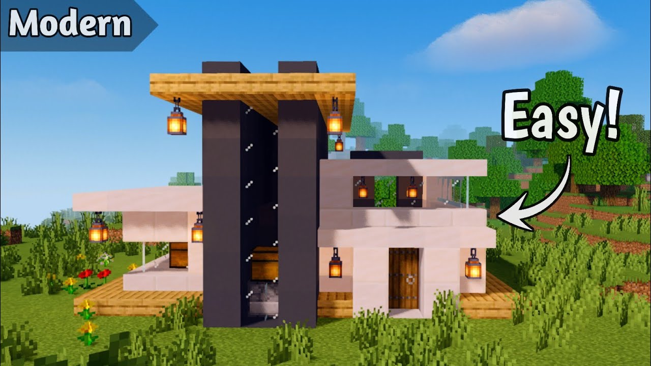 Minecraft: how to build a survival modern small house 🏡 || Easy Tutorial 🙂