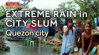 EXTREME RAIN in a city SLUM ¦ Walk Vlog ¦ Real Life Philippines