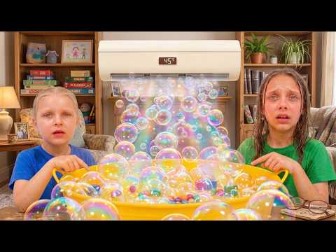It's TOO HOT! Broken AC Challenge! Candy, slime and bubbles 🫧🍬