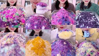 ONLY BITES🔷AJING'S SOLO SOFT🤤SQUEAKY ICE EATING || LAYERED WITH CRUNCHY🥶FLAVOURED ICE🧊COMPILATION